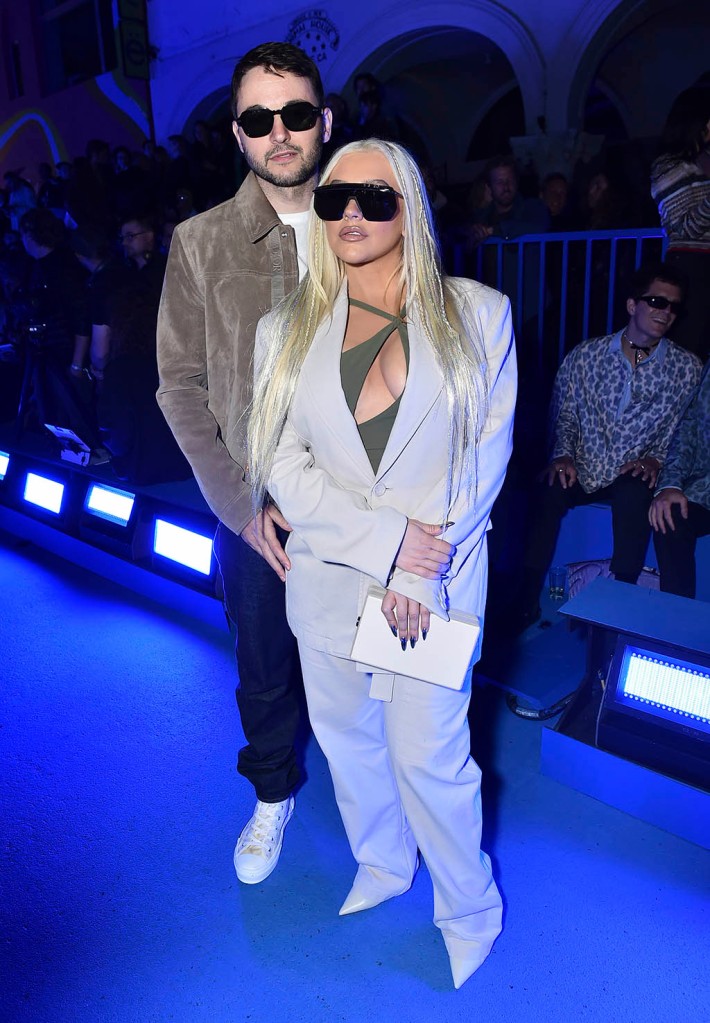 Christina Aguilera, Matthew Rutler, Dior Men's Spring 2023 Collection, White Suit, Pointy Shoes