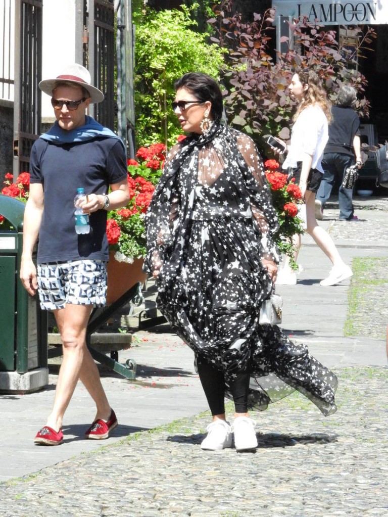 Kris Jenner, Italy, Sheer Maxi Dress, White Sneakers 