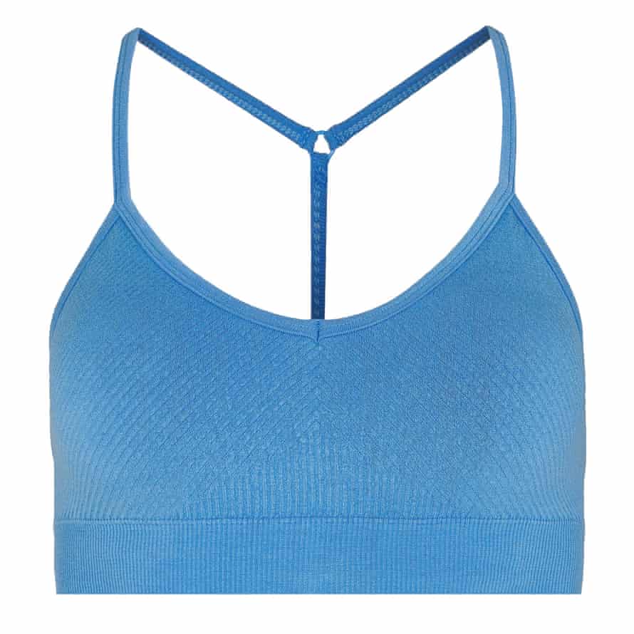 Blue yoga bra Seamless with removable cups