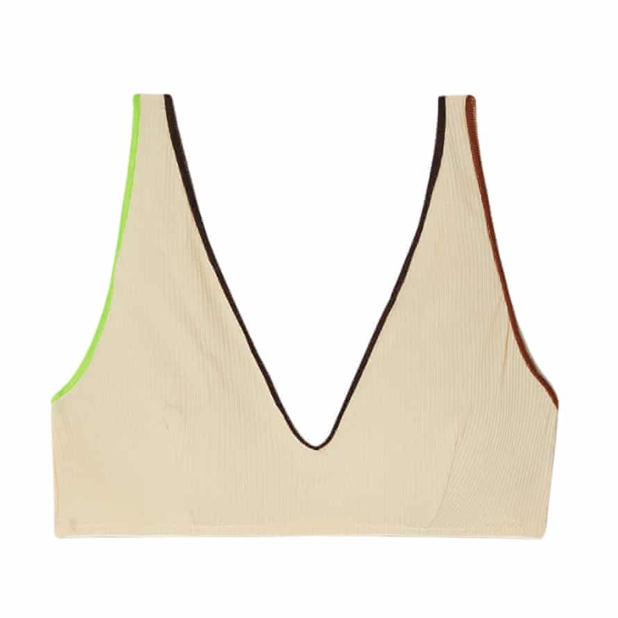 Beige soft-cup bra Lightly ribbed, made from organic cotton