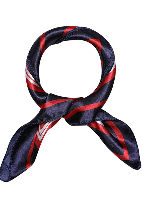 Red white and blue scarf on white background.