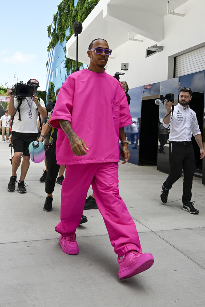 Lewis Hamilton Wore Valentino PP Pink Collection For The Miami F1 Grand Prix 
