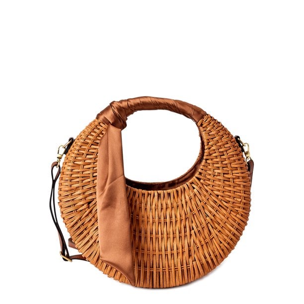 Scoop Large Straw Crescent Crossbody Bag