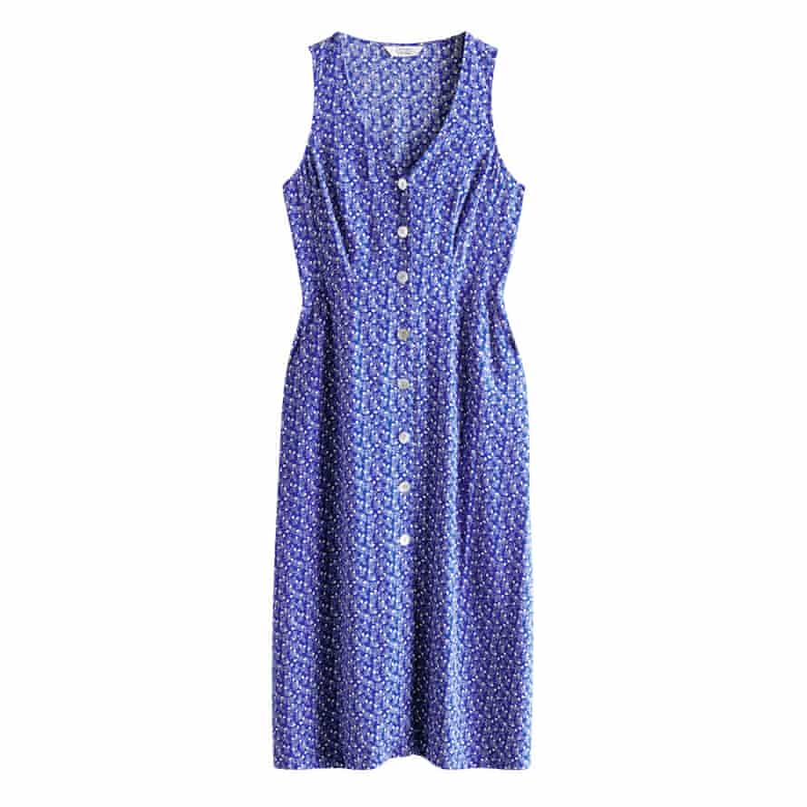 Sleeveless button-front blue summer dress, £75