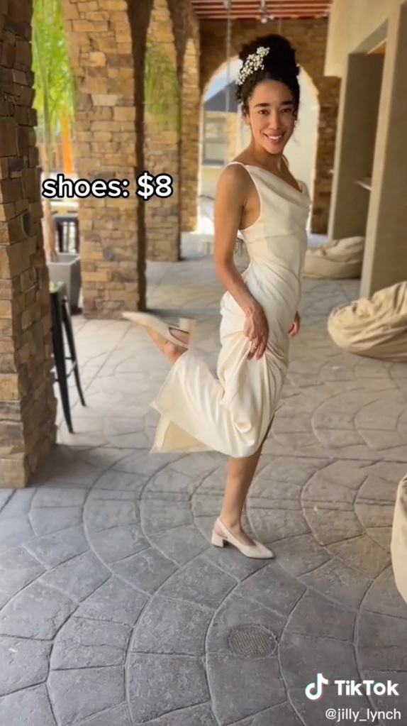 Screenshot TikTok of Jillian Lynch's wedding outfit.