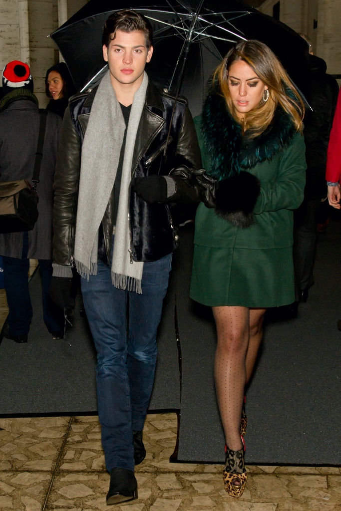 Yvette Prieto, green coat, tights, boots, leopard boots, printed boots, stiletto boots, NYFW, New York Fashion Week