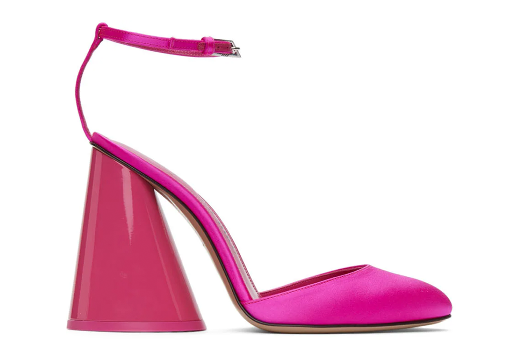 The Attico Pink Satin Luz Slingback Heels