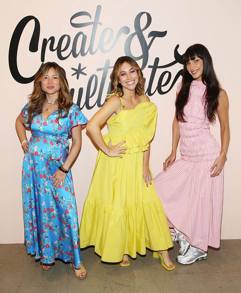 LOS ANGELES, CALIFORNIA - JUNE 25: (L-R) Jen Batchelor, Jaclyn Johnson, and Bella Hadid attend the Create & Cultivate hosts LA Conference City Market Social House on June 25, 2022 in Los Angeles, California. (Photo by Phillip Faraone/Getty Images for Create & Cultivate )