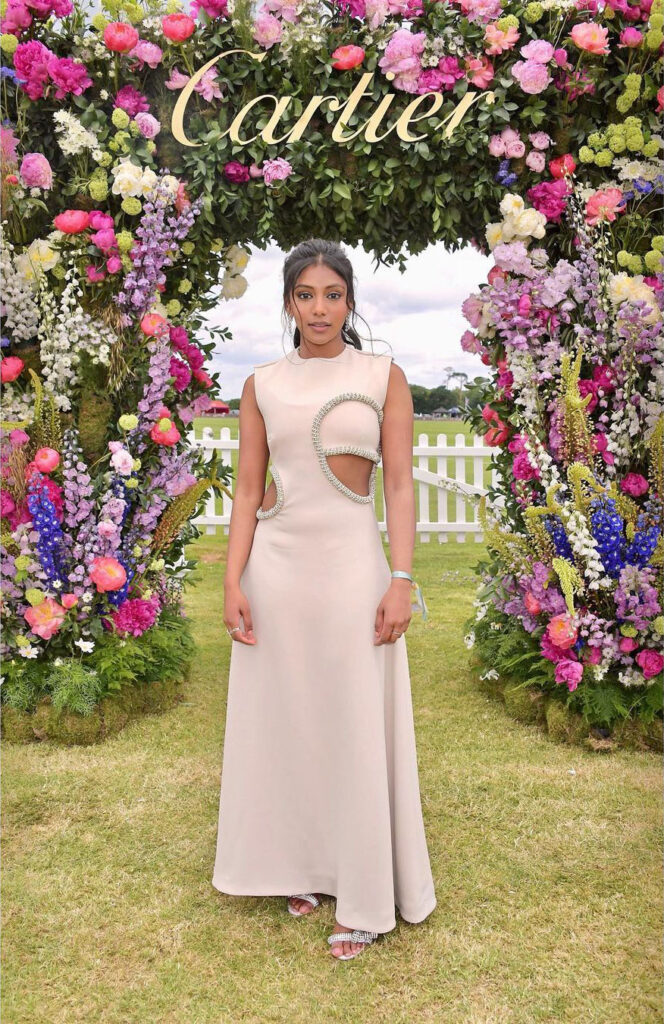 Charithra Chandran Wore Jonathan Simkhai To The Cartier Queen's Cup Polo 2022