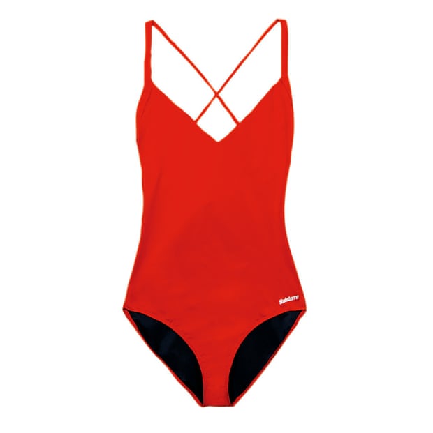 Red swimsuit made from recycled ocean plastics £85, finisterre.com