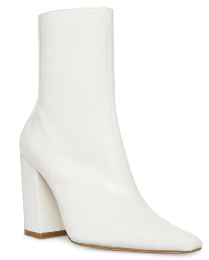 Steve Madden Zoe White Patent Ankle Boots 