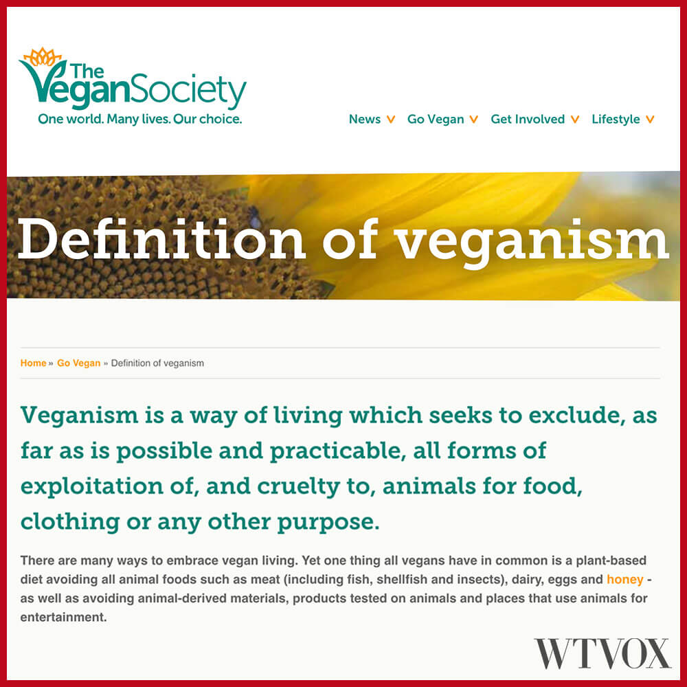 The definition of veganism.