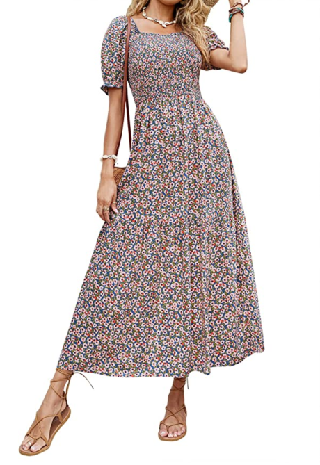 Zesica Boho Floral Maxi Dress Amazon in Bluepink