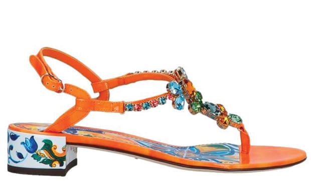 Orange embellished sandals