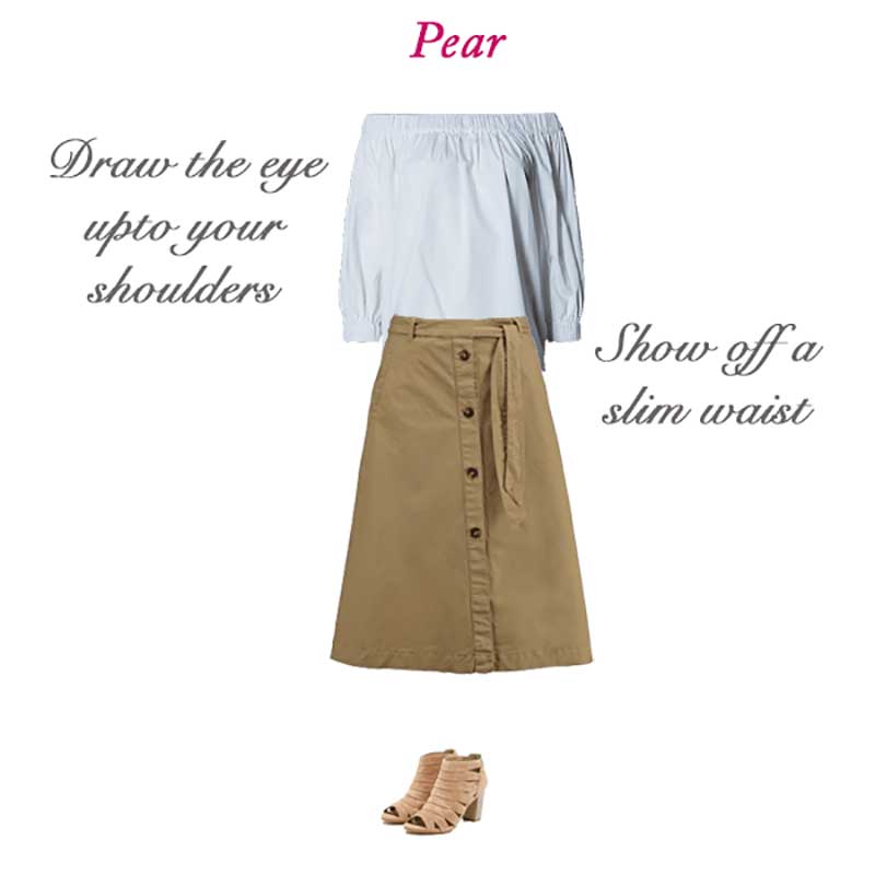 Skirts for pear shaped body