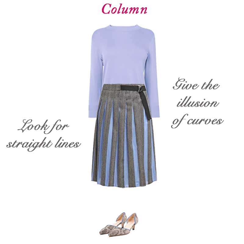 Skirts for a column body shape