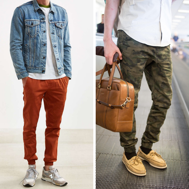 how to wear bright joggers, how to wear camo joggers
