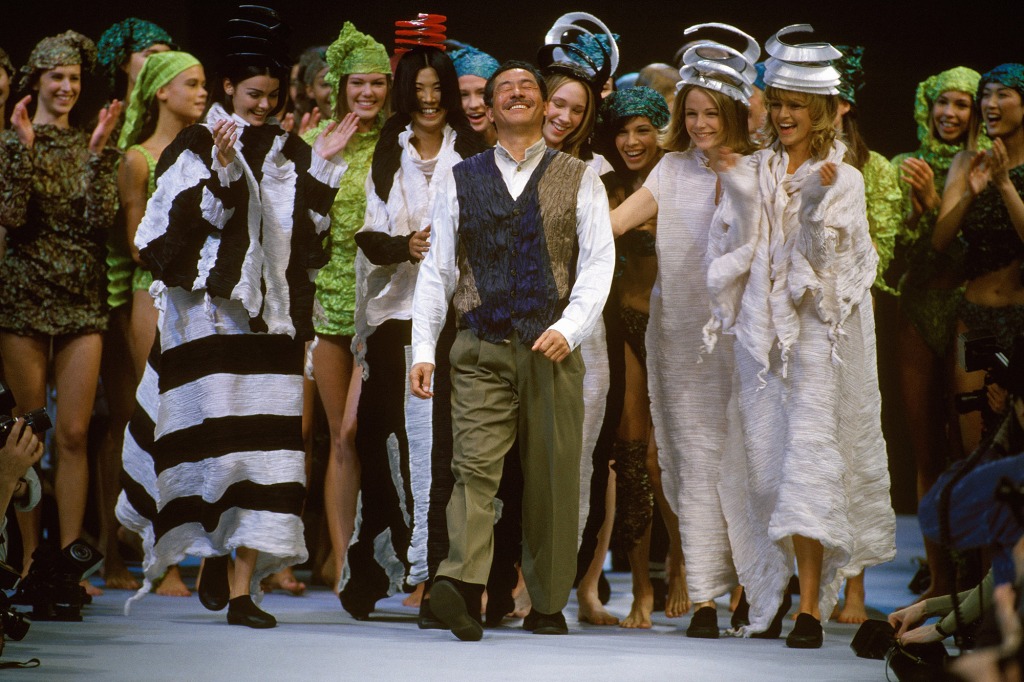 Issy Miyake at the Gall 1993 show during Paris Fashion Week.