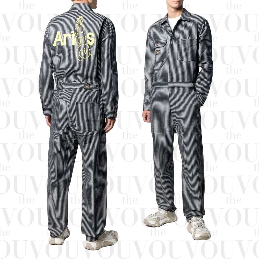 Aries Striped Denim Jumpsuit Overalls for men