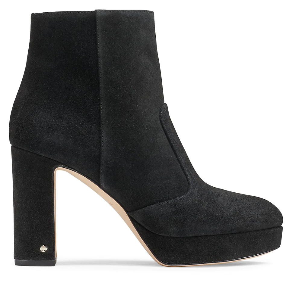 Kate Spade New York, boots, black boots, suede boots, ankle boots, heeled boots