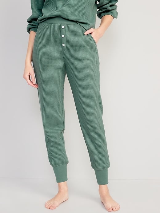 High-Waisted Waffle-Knit Pajama Jogger Pants