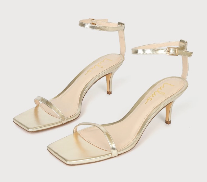 Saraih Gold Metallic Ankle Strap High Heel Sandals