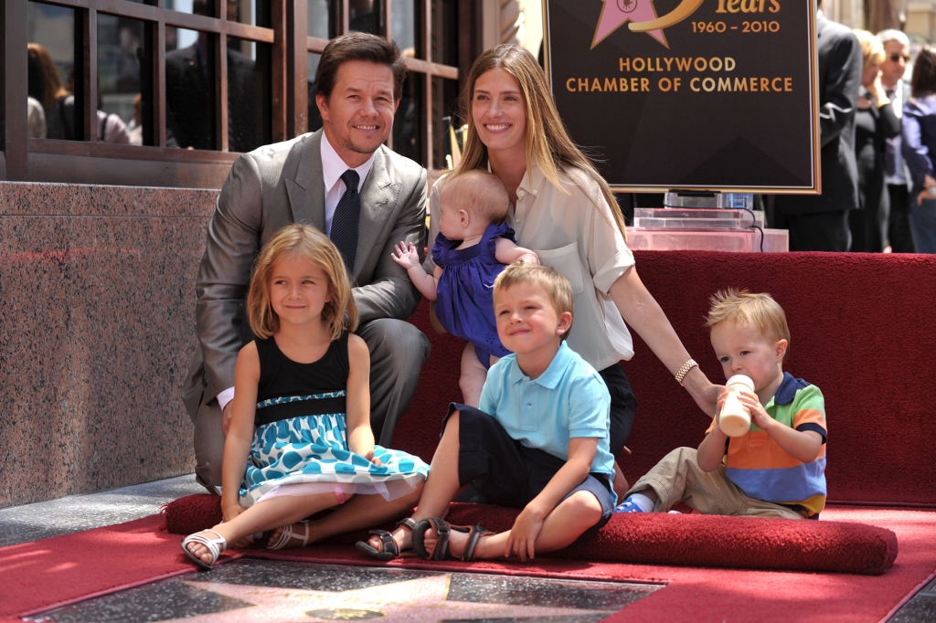 Actor Mark Wahlberg and wife Rhea Durham with their children Ella, Michael, Brendan, and Grace in 2010.