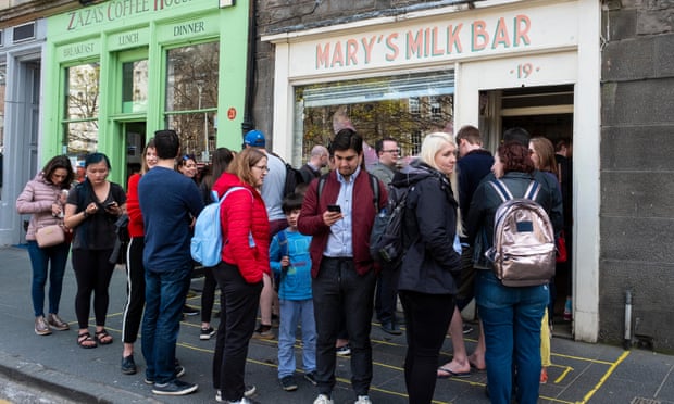 A queue forms outside Mary’s Milk Bar.