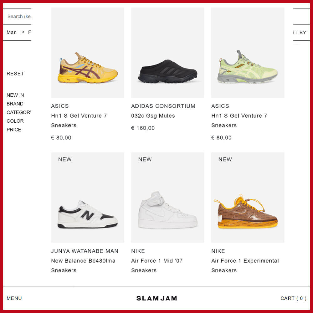 SLAM JAM sneaker website