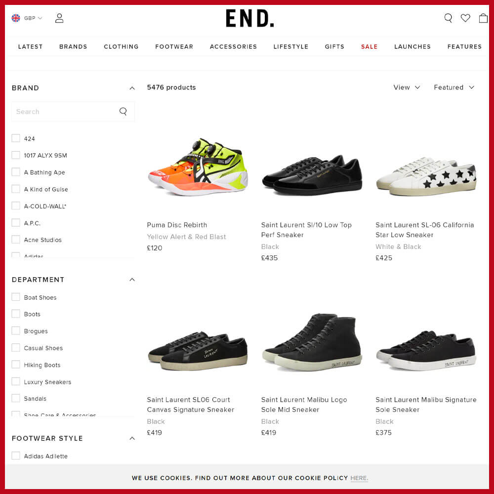 END. sneaker website