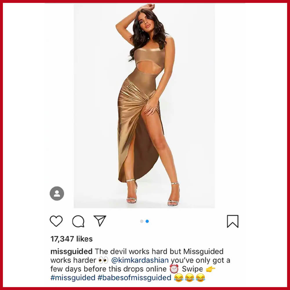 Missguided reply to Kim Kardashian on instagram