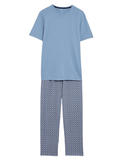 M&S Pure Cotton Printed Pajamas