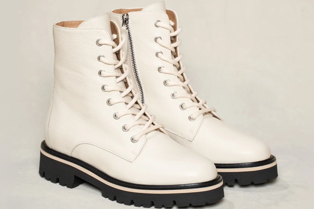 A pair of white boots 