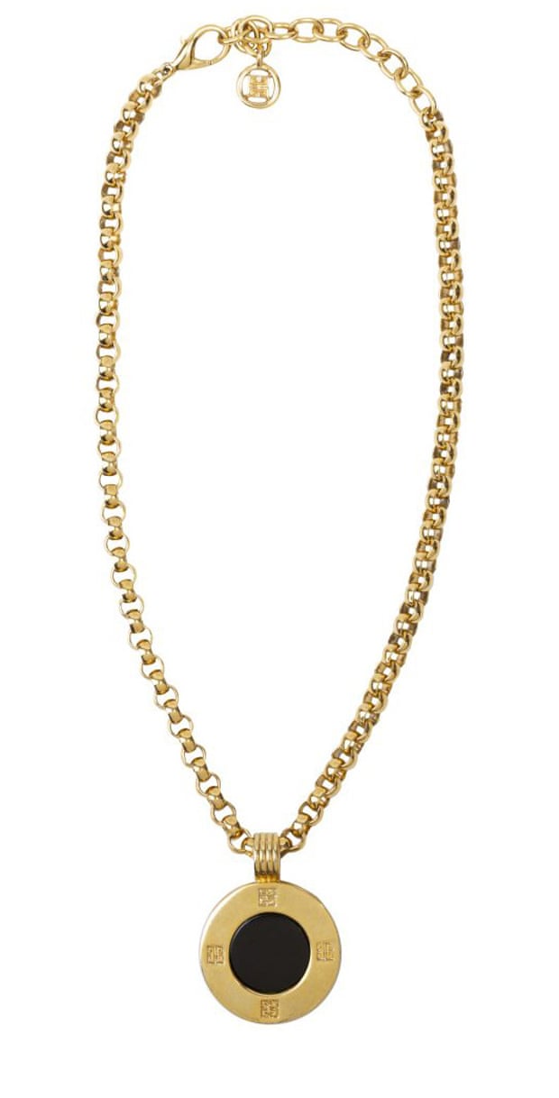 gold and black disc necklace