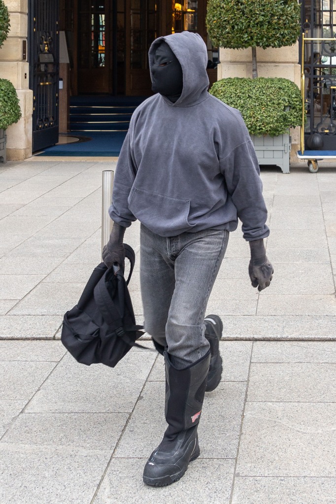 Kanye West fashionably steps out in Paris, France, in January.
