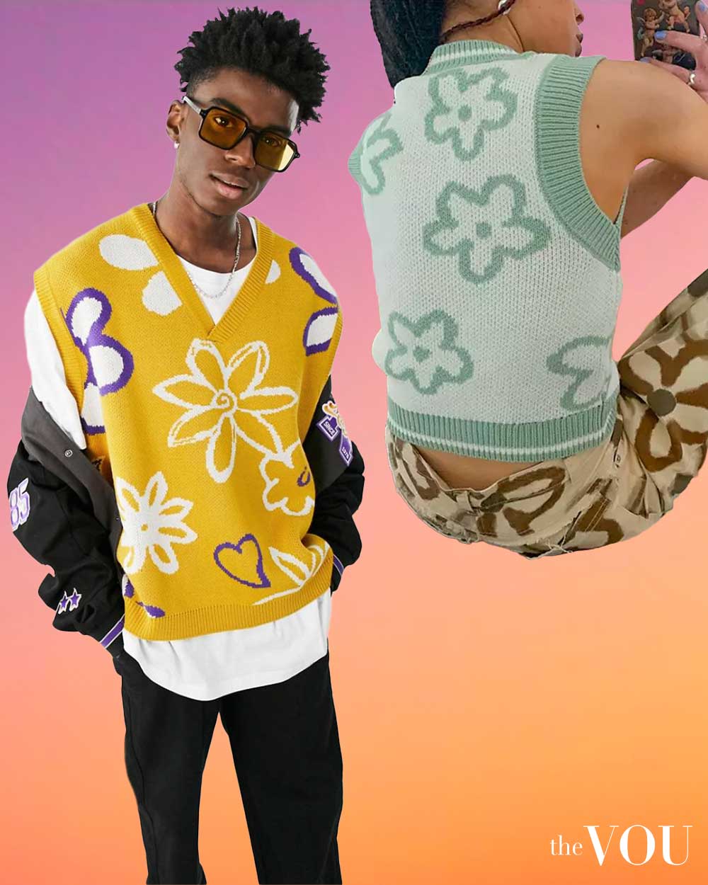 Indie Aesthetic Flower Sweater Vest