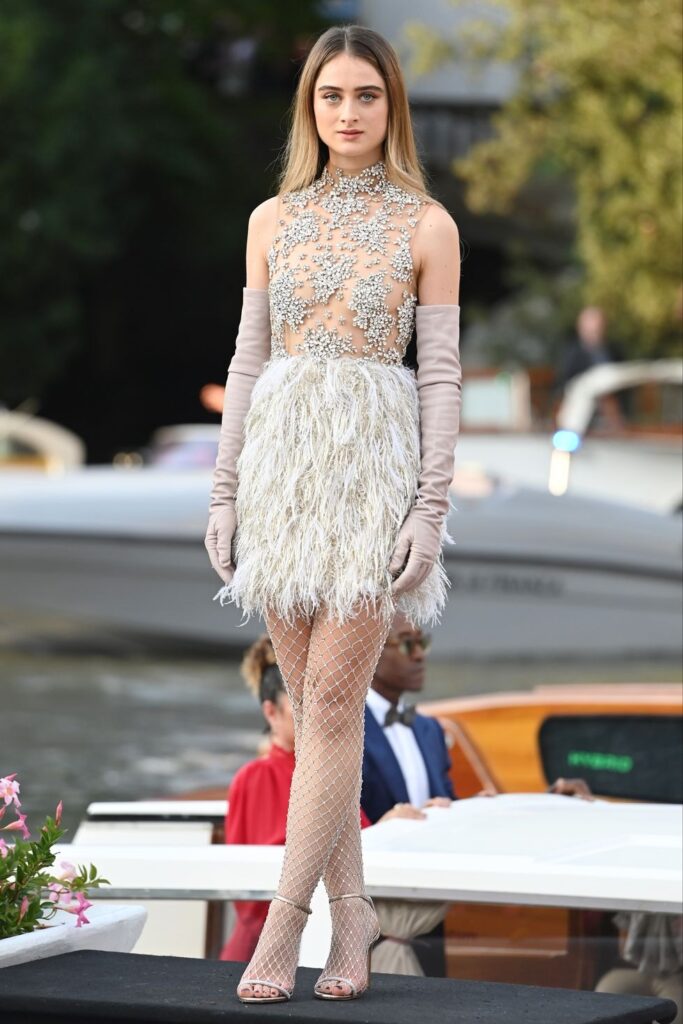 Raffey Cassidy Wore Valentino Haute Couture To The 'White Noise' Venice Film Festival Premiere