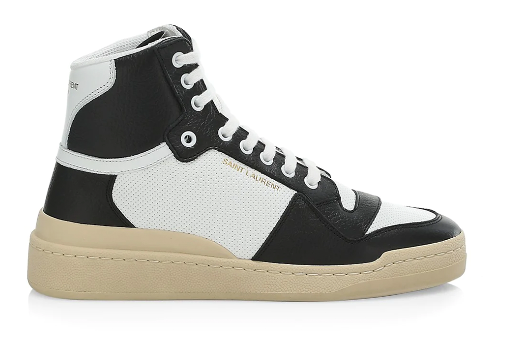 Saint Laurent SL24 High-Top Perforated Leather Sneakers