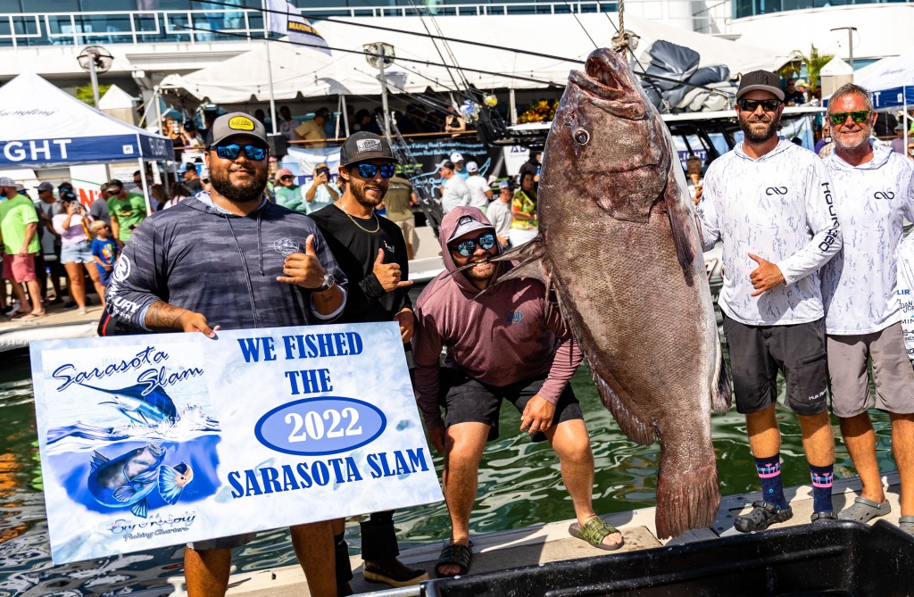 Tom Cruise’s son Connor Cruise landed a big catch to take a top prize in a Florida fishing tournament. Connor and his Top Fish team walked away with a check for $4,350 at the Sarasota Slam after hauling in a 301-pound Warsaw fish. A tournament spokesperson explained Warsaw are bottom feeders, making them elusive to catch, and often take hours to reel in. No electric rods are allowed at the Sarasota Slam, meaning Connor and his Top Fish pals had to painstakingly “hand crank” the fish to the surface. Their catch earned them top prize on Saturday (AUGUST 27) in the Warsaw division of the tournament, one of the largest fishing tournaments in Southwest Florida. More than 200 anglers competed in this year’s event, with 28 boats fishing offshore and 21 inshore. Cash prizes totalling more than $70,000 were given out in 12 different divisions. Keen fisherman Connor and Top Fish still have some way to go to top last year’s Warsaw division winning team, Double Nickel, who caught a 419 pound fish. *BYLINE: Courtesy of Sarasota Slam/Mega. 27 Aug 2022 Pictured: Tom Cruise’s son Connor Cruise and his Top Fish team landed a 301-pound Warsaw fish to take top prize in the Warsaw division of the Sarasota Slam fishing tournament in Florida. *BYLINE: Courtesy of Sarasota Slam/Mega. Photo credit: Courtesy of Sarasota Slam/Mega TheMegaAgency.com +1 888 505 6342 (Mega Agency TagID: MEGA890850_001.jpg) [Photo via Mega Agency]