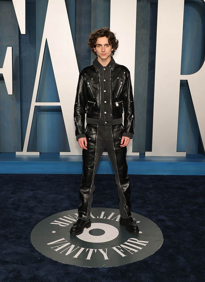 Timothée Chalamet at the Vanity Fair Oscar Party held at the Wallis Annenberg Center for the Performing Arts on March 27th, 2022 in Beverly Hills, California.