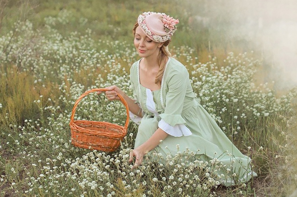 A woman in a field of flowers 