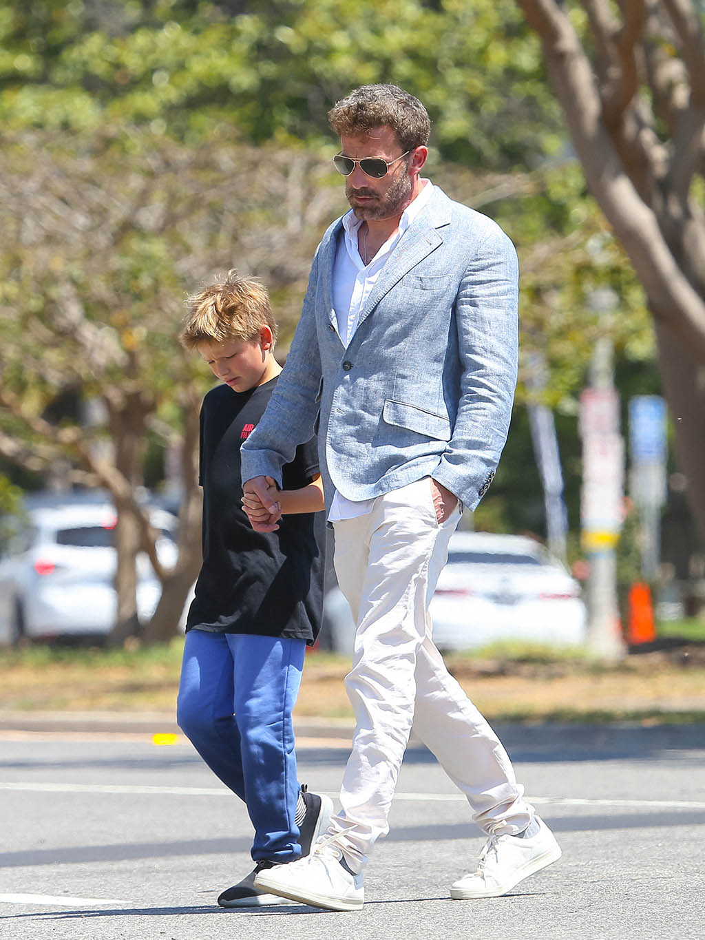 Ben Affleck and his son Samuel Garner Affleck in Los Angeles, California.