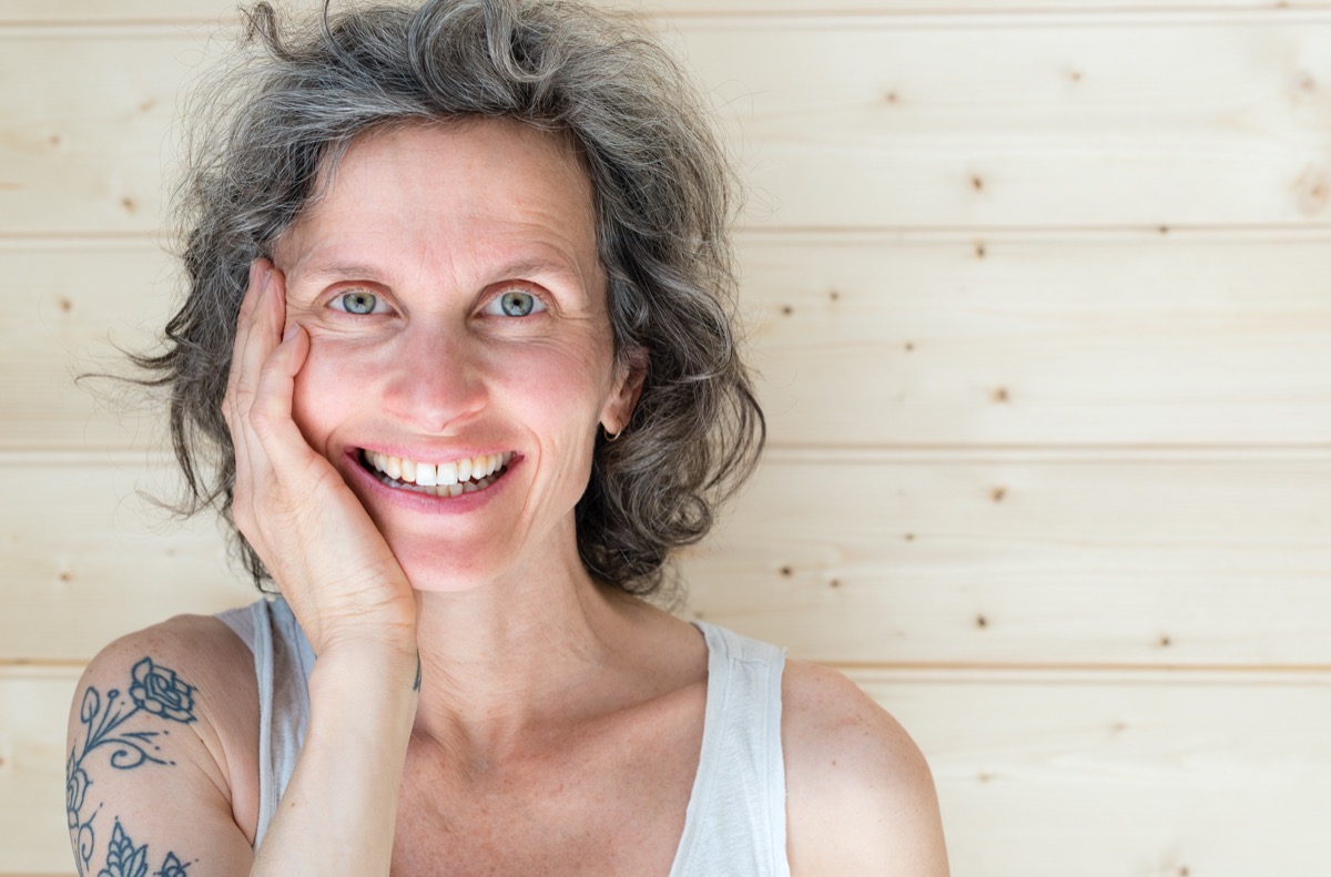 middle age woman with gray hair