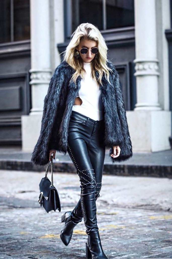 Leather Pants With a Faux Fur Coat