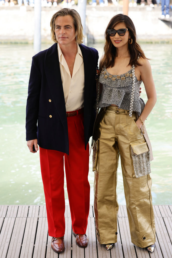 VENICE, ITALY - SEPTEMBER 05: Chris Pine and Gemma Chan arrive for the photocall for "Don't Worry Darling" during the 79th Venice International Film Festival on September 05, 2022 in Venice, Italy. (Photo by Andreas Rentz/Getty Images)