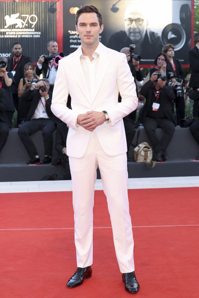  Nicholas Hoult Armani White Suit Bones & All Venice Film Festival Menswear