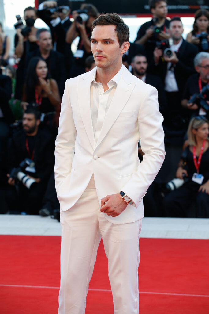  Nicholas Hoult Armani White Suit Bones & All Venice Film Festival Menswear