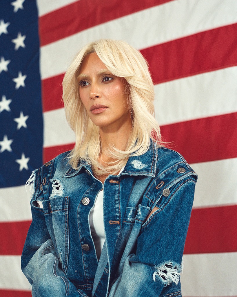 Kardashian's blond locks and eyebrows drew comparisons to Uma Thurman and Lady Gaga online.