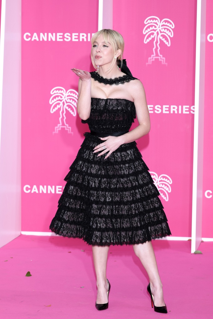 In Cannes, Sweeny outfitted her petite frame in a precious Prada number. 