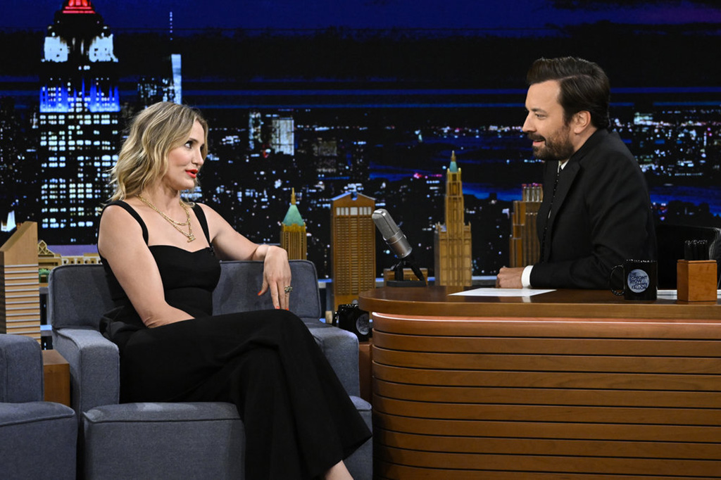 Cameron Diaz during an interview with host Jimmy Fallon on Friday, September 16, 2022.